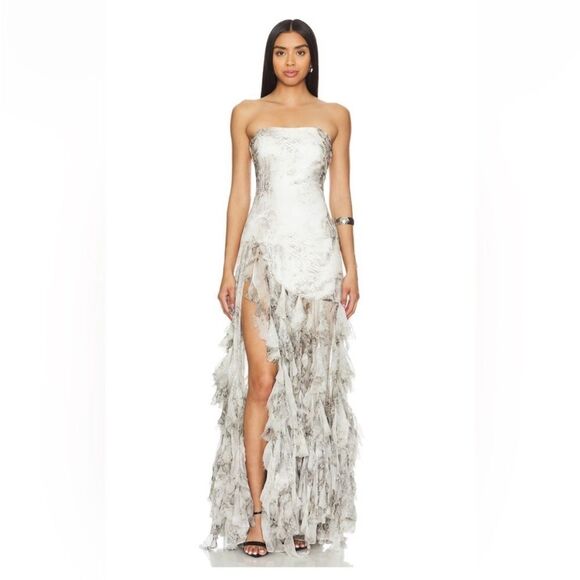 Retrofete Verena Snake Animal Print Silk Ruffle Strapless dress size small NWT - Picture 11 of 11